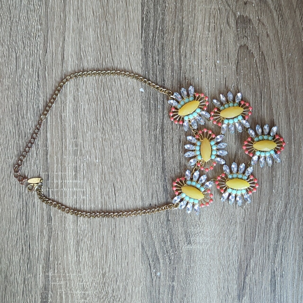 Statement Necklace in Coral and Turquoise